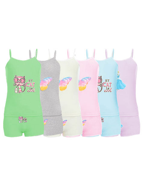 Pack of 6 Girls Printed Short Set