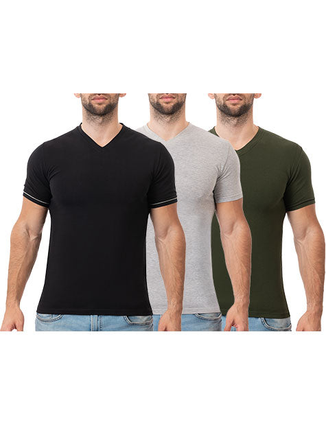 تيشيرت ليكرا رجالي نصف كم برقبة سبعة