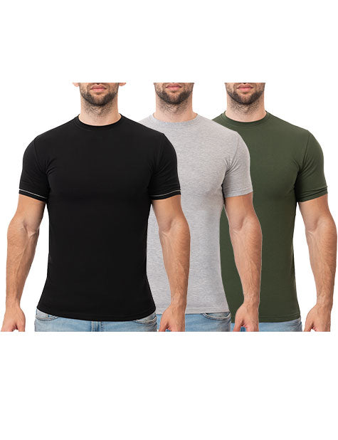 تيشيرت ليكرا رجالي نصف كم برقبة دائرية