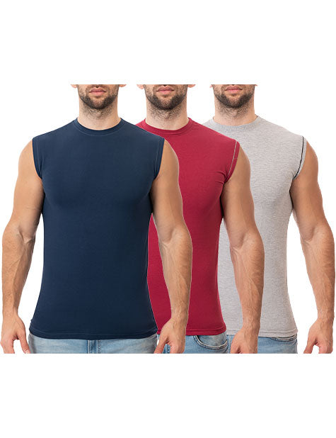 Pack of 3 Men Sleeveless Crew-Neck