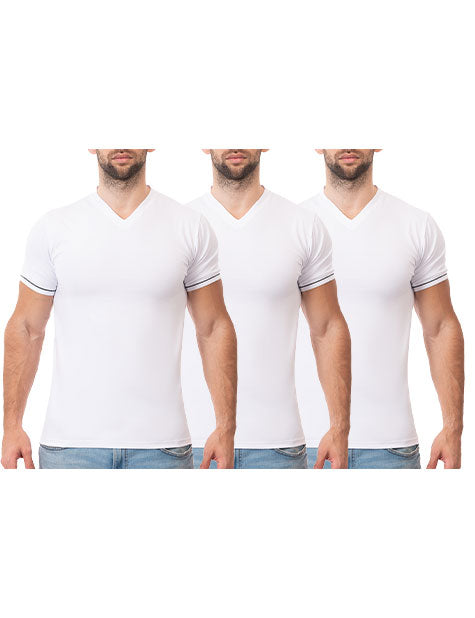 تيشيرت ليكرا رجالي نصف كم برقبة سبعة