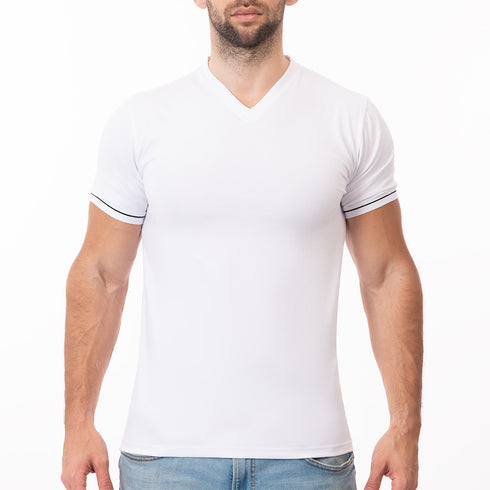 تيشيرت ليكرا رجالي نصف كم برقبة سبعة