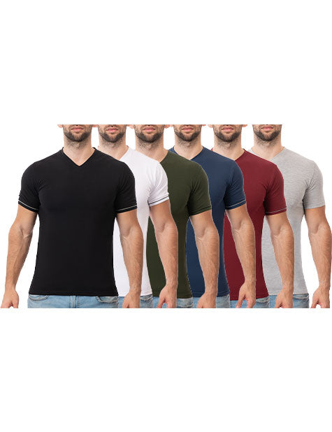 Pack Of 6 Men Half Sleeve V-Neck