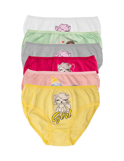Pack of 6 Girls Printed Brief