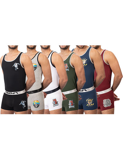 طقم بوكسر مطبوع ليكرا رجالي