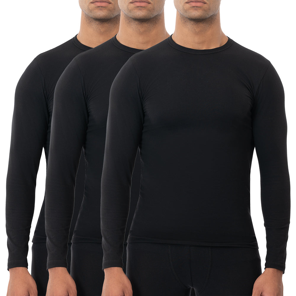 Pack of 3 Men LongSleeve Thermal Undershirt Black Forma